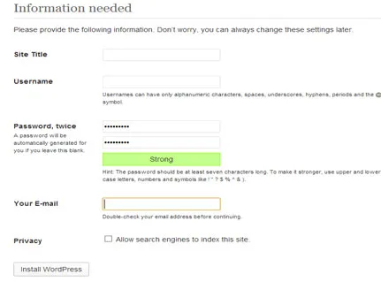 wordpress kullanıcı adı ve şifre