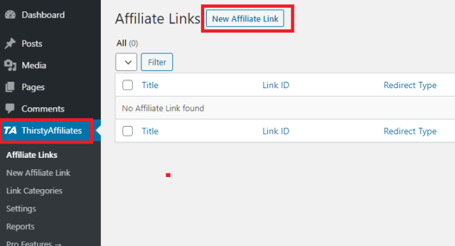 Novo link de afiliados Thirsty