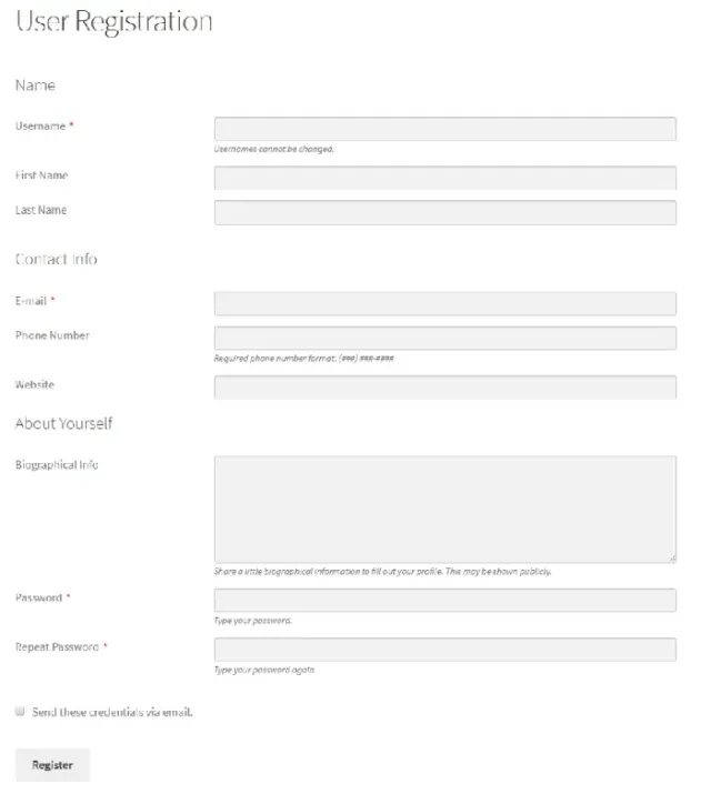 registrazione utente nuova
