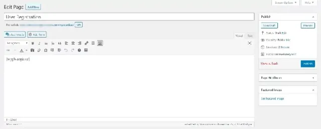 pagina di registrazione dell'utente