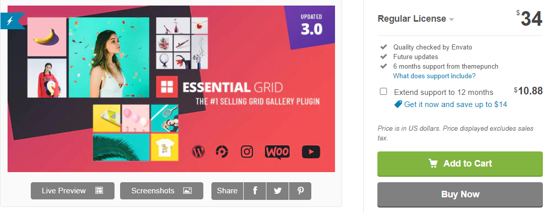 Complemento de WordPress de la galería de cuadrícula esencial
