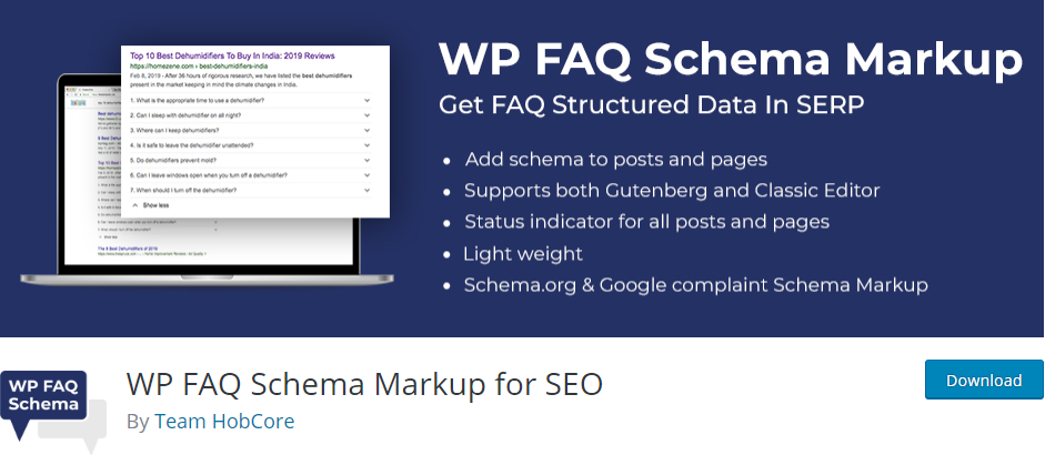 WP FAQ Schema Markup pour le référencement