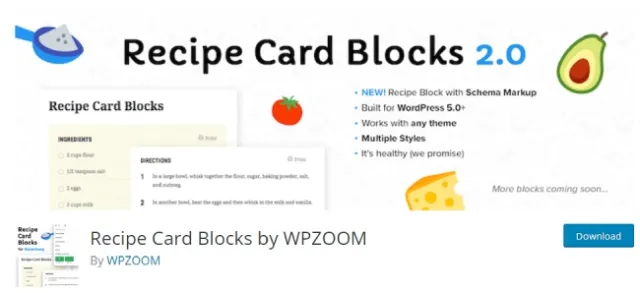 blocos de cartão de receita por wpzoom