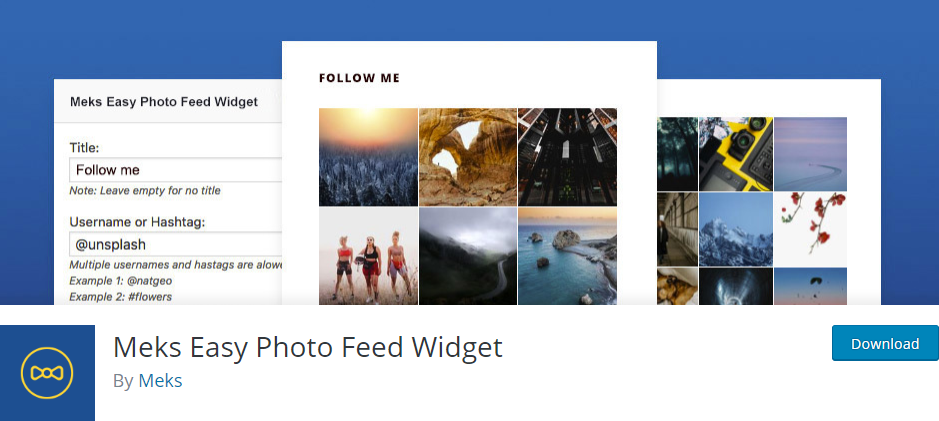 Widget de flux de photos facile Meks
