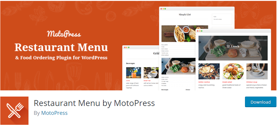 Menù Ristorante di MotoPress
