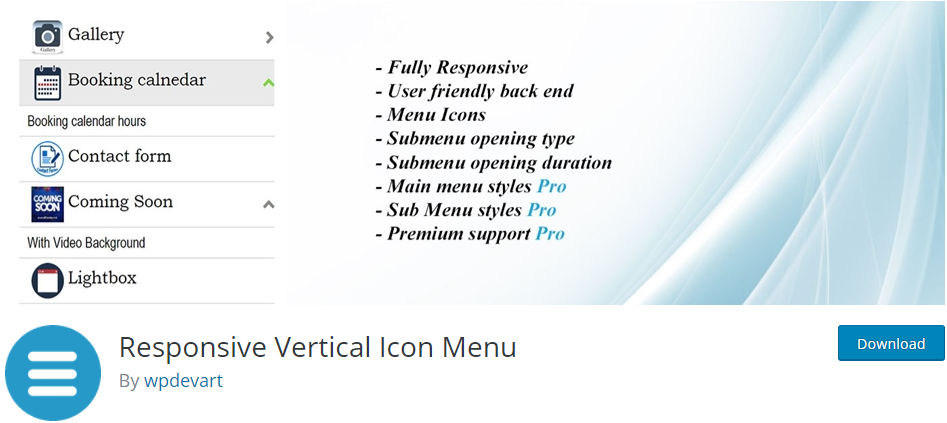 Menu icona verticale reattivo
