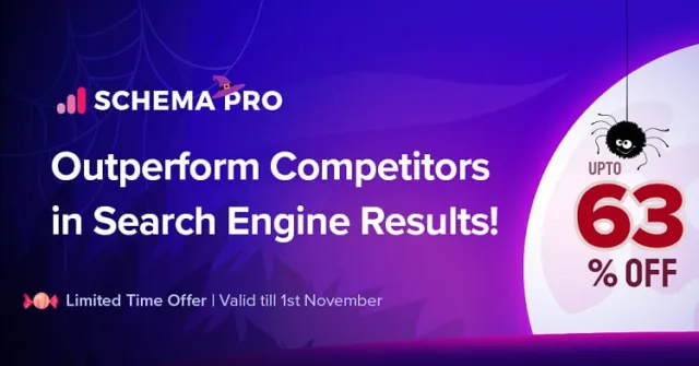 Баннер распродажи Schema Pro на Хэллоуин