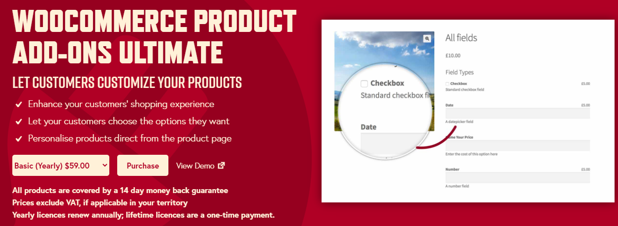Extras del producto para el complemento WooCommerce
