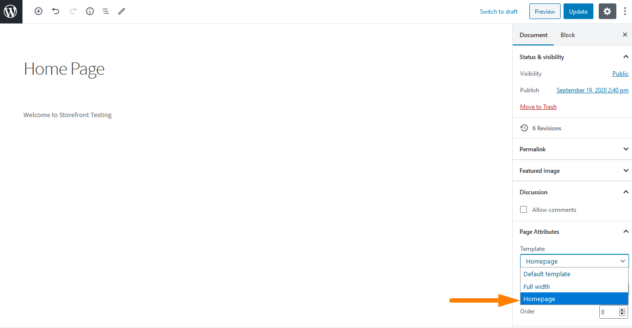 modello di pagina iniziale