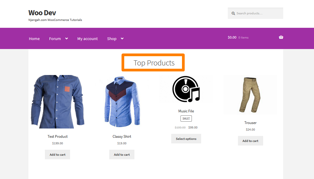 Come modificare il titolo della sezione dei prodotti più votati: personalizzazione della home page del tema Storefront
