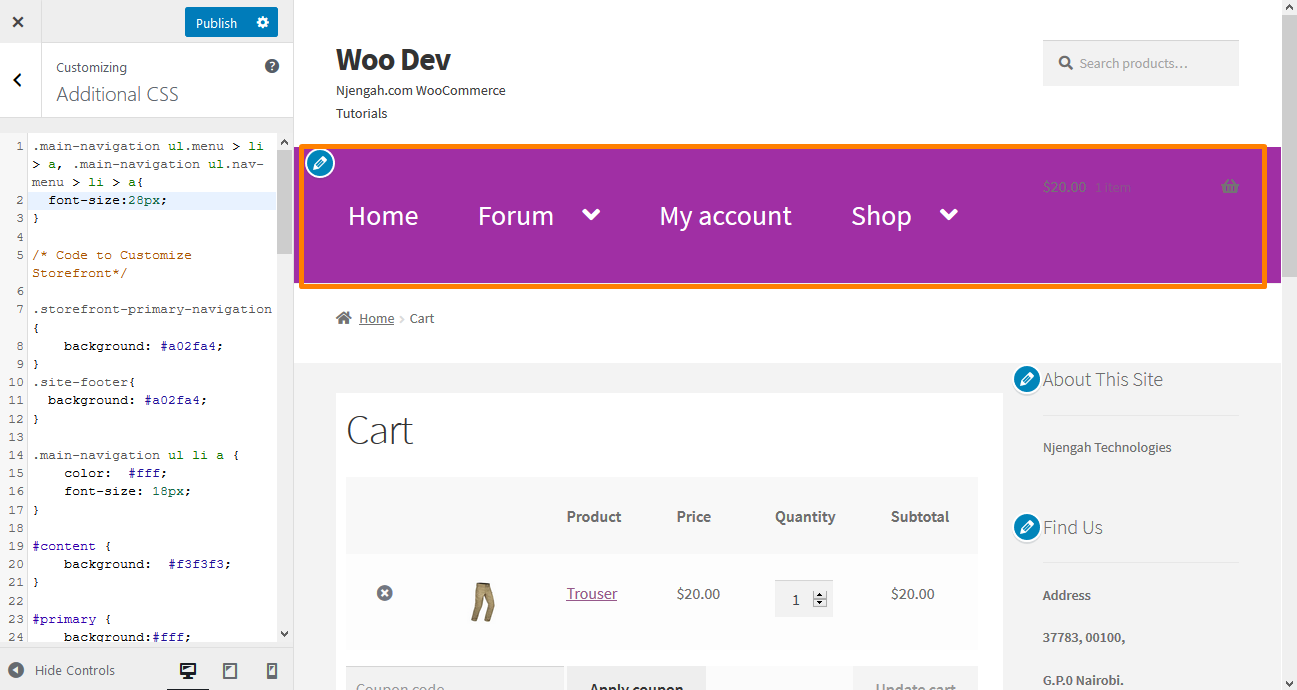 Setelah menambahkan CSS ke menu