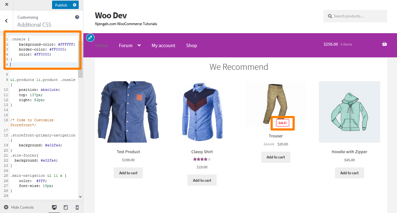 Jak dostosować odznakę Storefront WooCommerce na wyprzedaży?