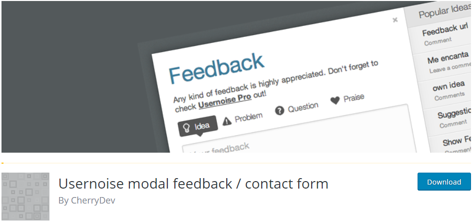 ملاحظات Usernoise Pro Modal ونموذج الاتصال