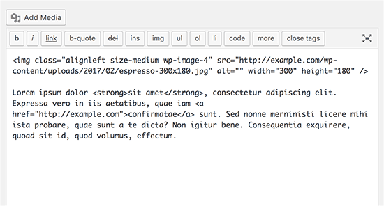 Éditeur HTML WordPress