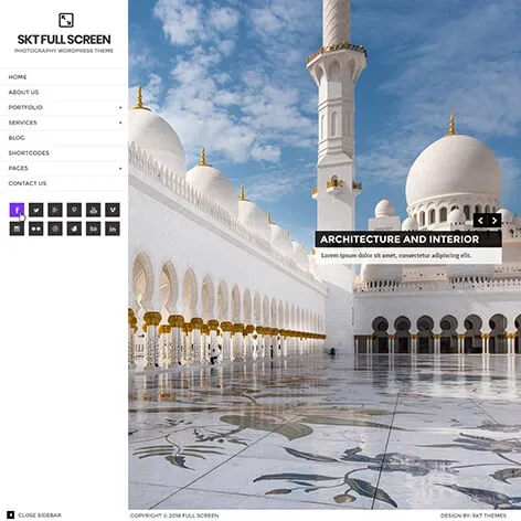 tema WordPress em tela cheia