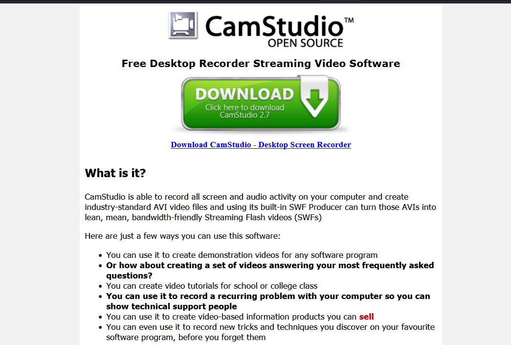 Camstudio 스크린 레코더
