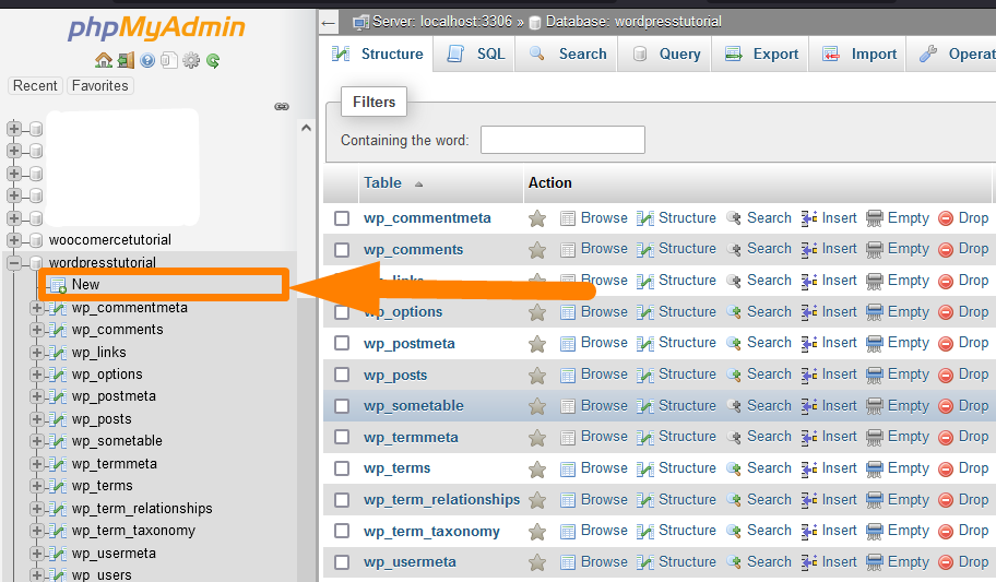 WordPress Ajouter une table de base de données