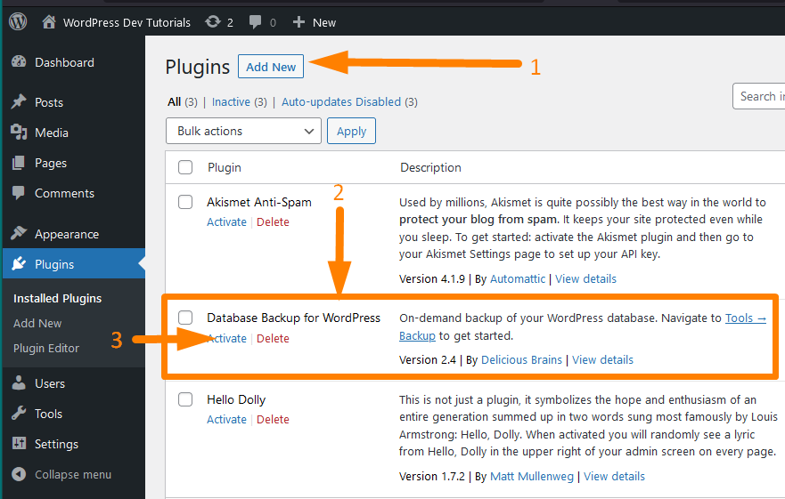 Création d'une sauvegarde de base de données WordPress à l'aide d'un plugin