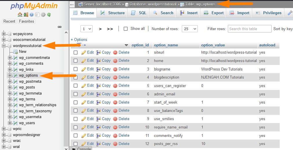 Connexion à la base de données WordPress avec PHPMyAdmin