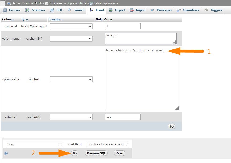 WordPress Modifier l'URL dans la base de données -2