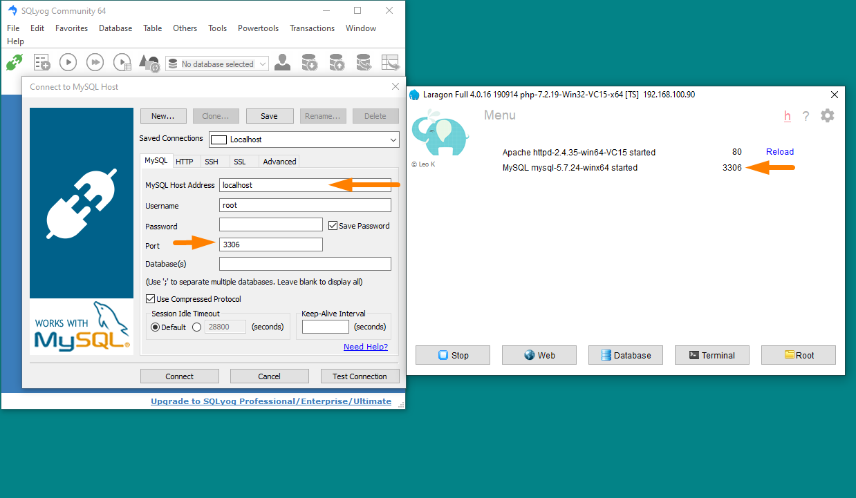 Connexion à la base de données WordPress avec SQLYog - 1