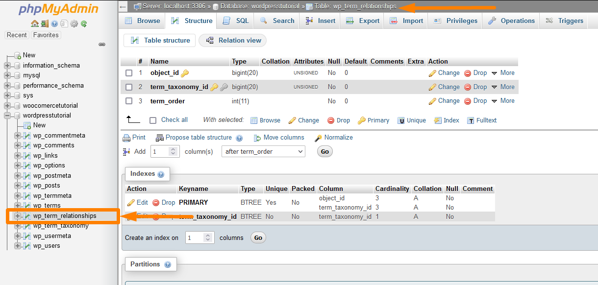 wp_term_relations Table de base de données WordPress