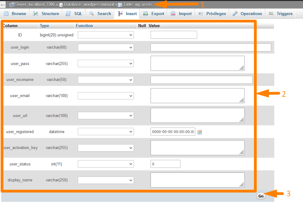Nouvel utilisateur administrateur de WordPress sur la base de données WordPress