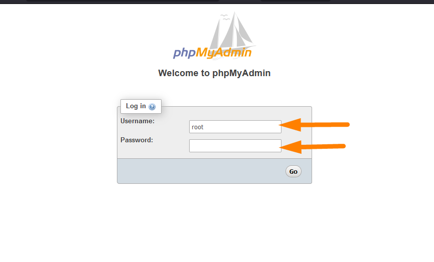 Accéder à l'écran de connexion PhpMyAdmin