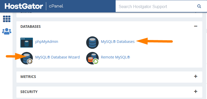 Emplacement de la base de données WordPress Hostgator