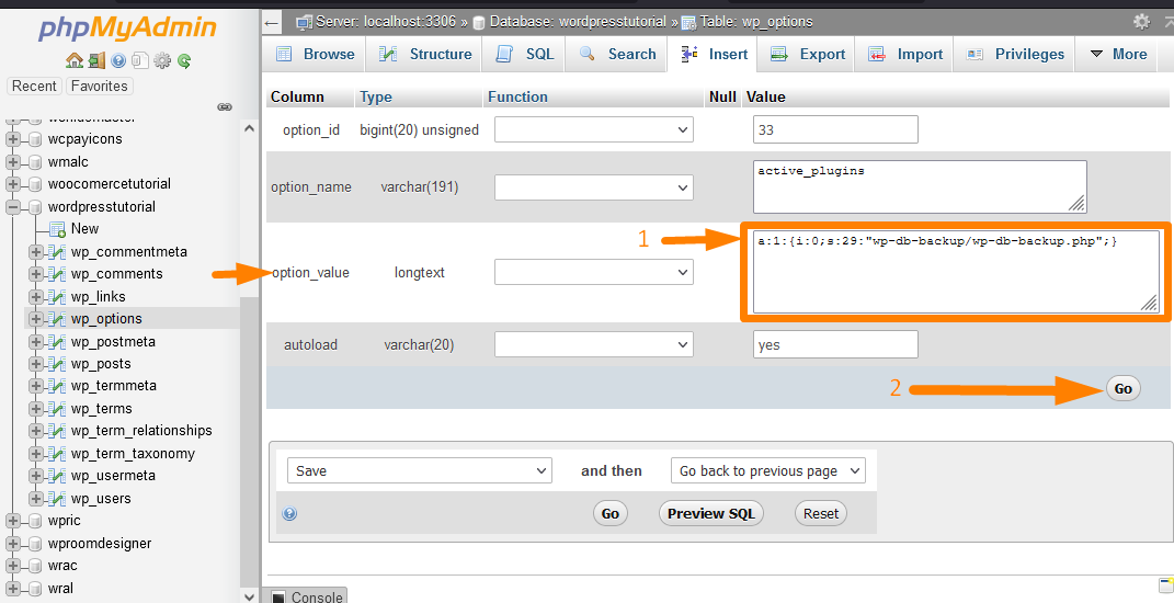 Désactiver tous les plugins WordPress sur la base de données WordPress