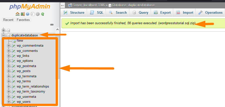 Dupliquer la base de données WordPress via phpMyAdmin