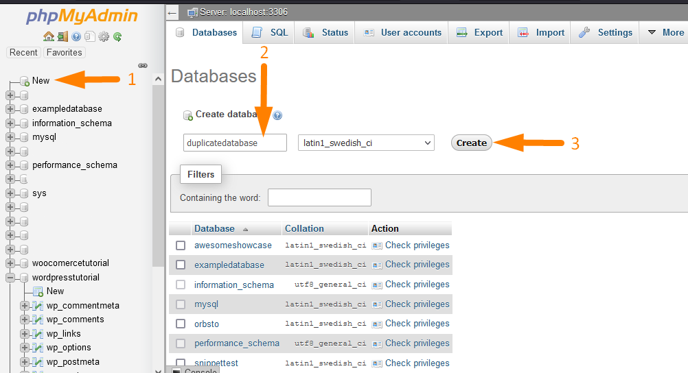 Créer une base de données WordPress PhpMyAdmin