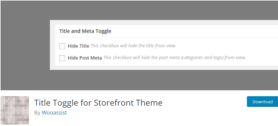 Title Toggle for Storefront Theme
