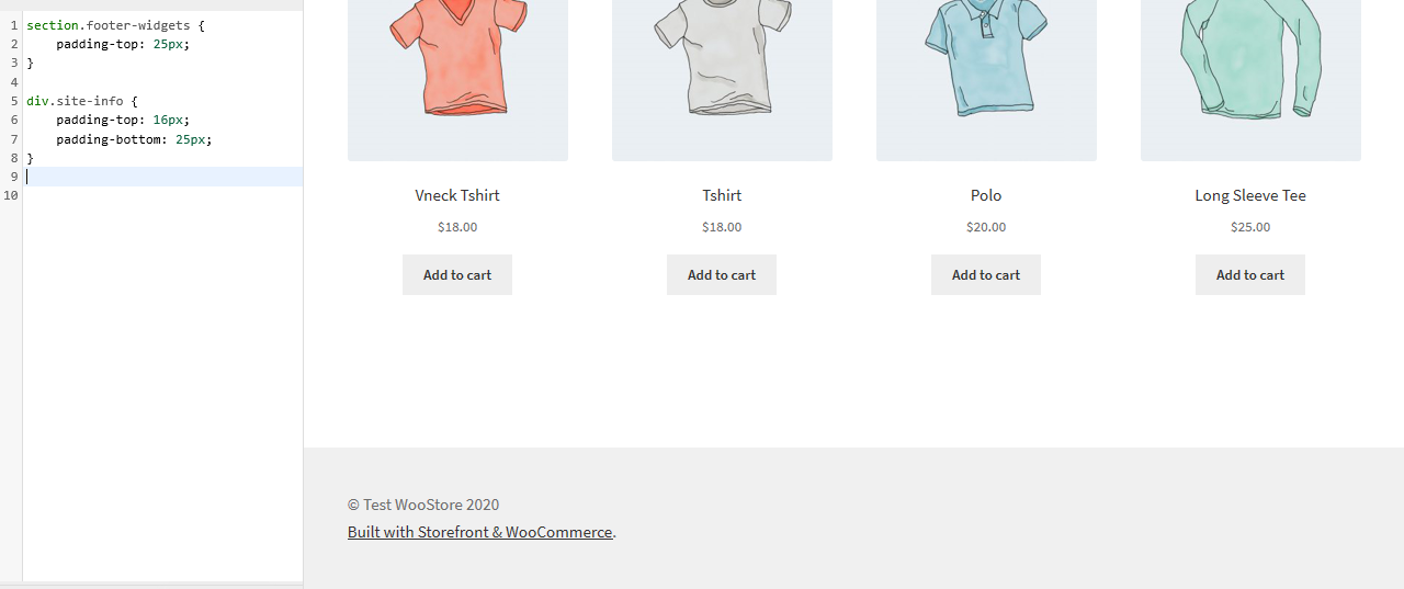 วิธีเปลี่ยนความสูงของส่วนท้ายของหน้าร้าน WooCommerce