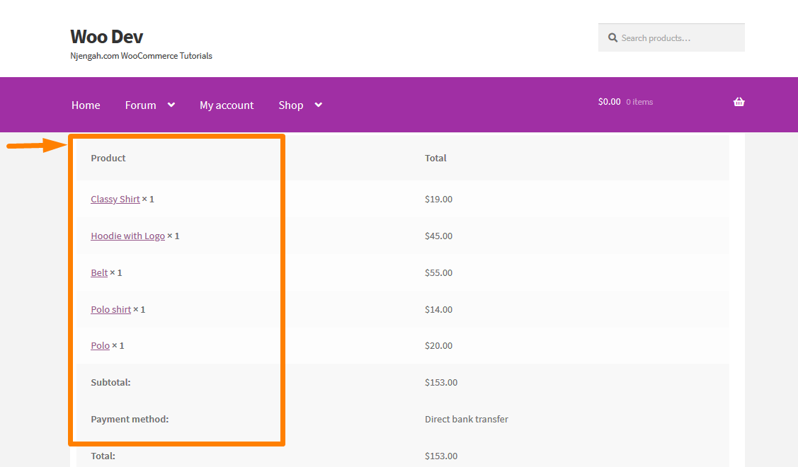 domyślna strona płatności zamówienia Dodaj obraz produktu Strona kasy WooCommerce