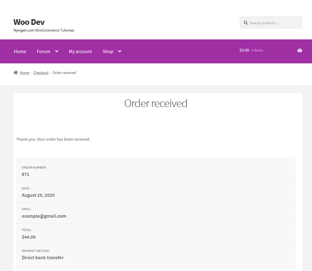 reindirizzamento woocommerce dopo il problema del checkout