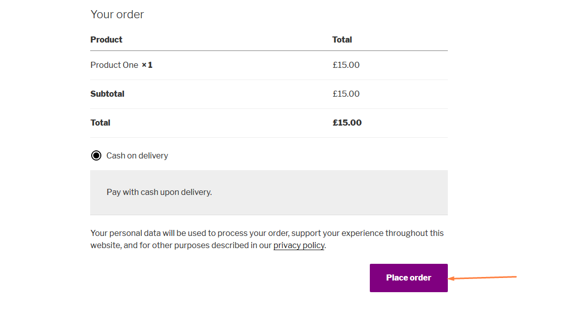reindirizzamento woocommerce dopo il checkout