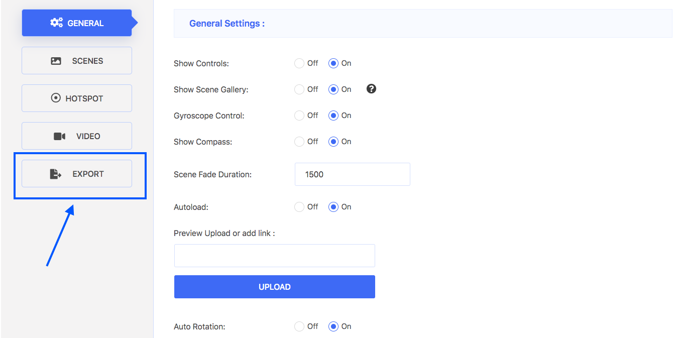 Вкладка «Экспорт»