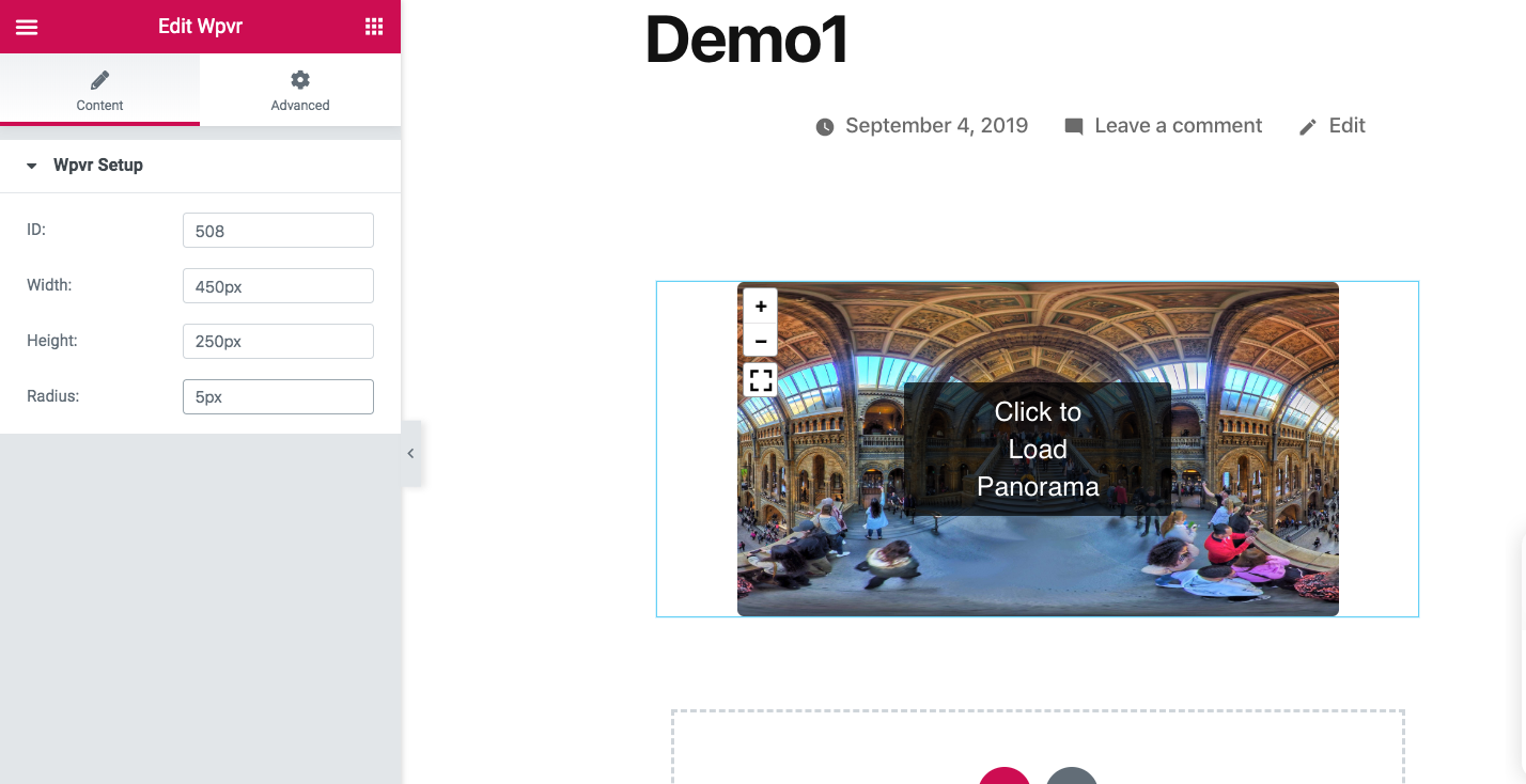 Elementor 虚拟游览预览