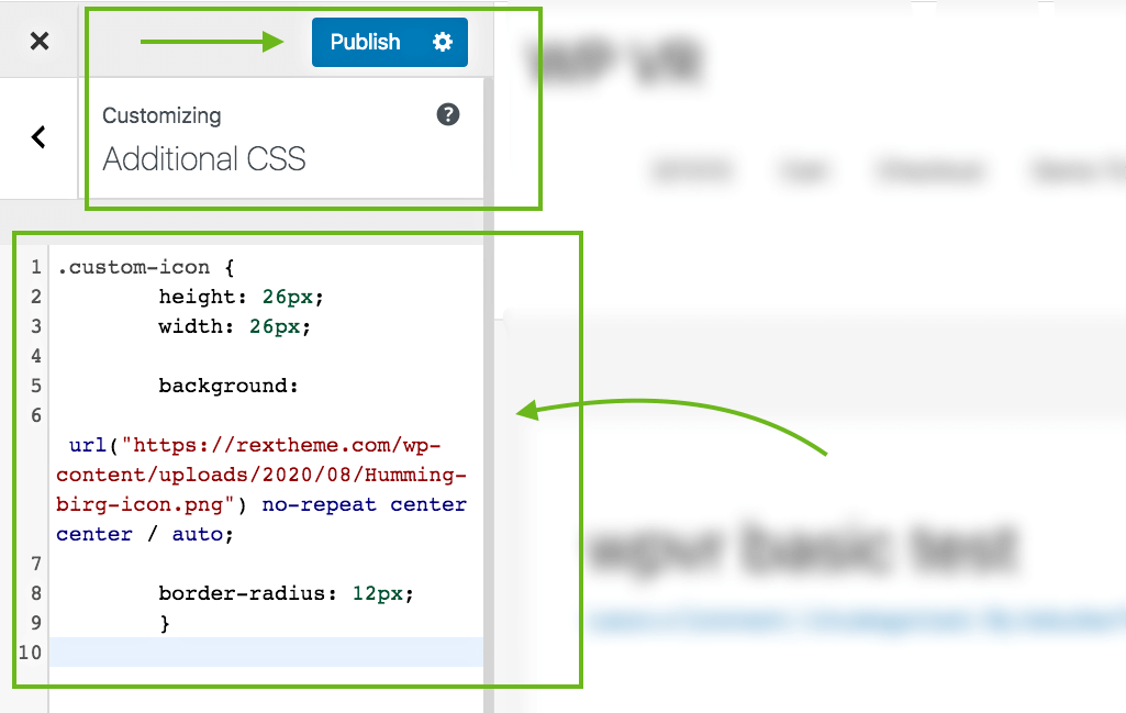 在附加 CSS 中粘贴代码