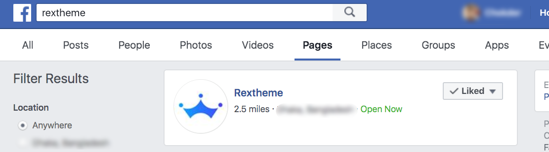 FB 搜索上的 RexTheme