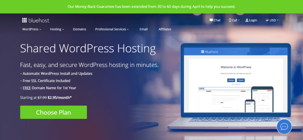 Bluehost 託管 WordPress 託管服務