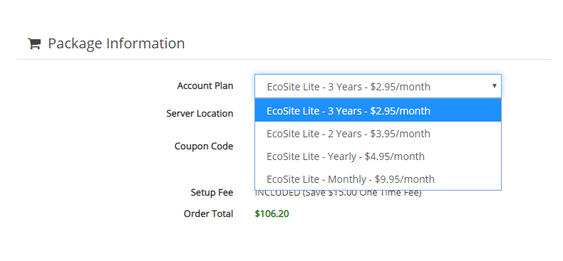 Greengeeks 定價選項