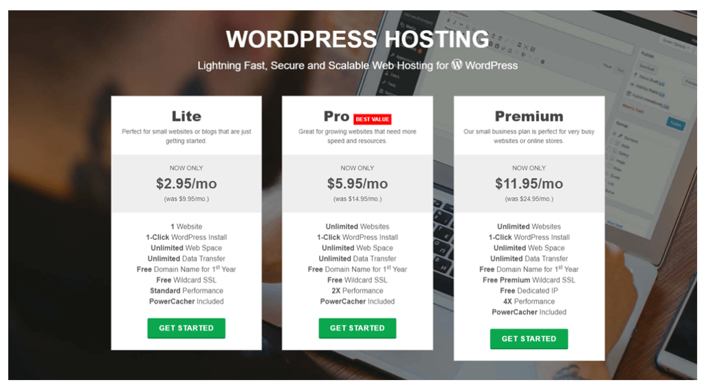 Greengeeks WordPress 託管頁面