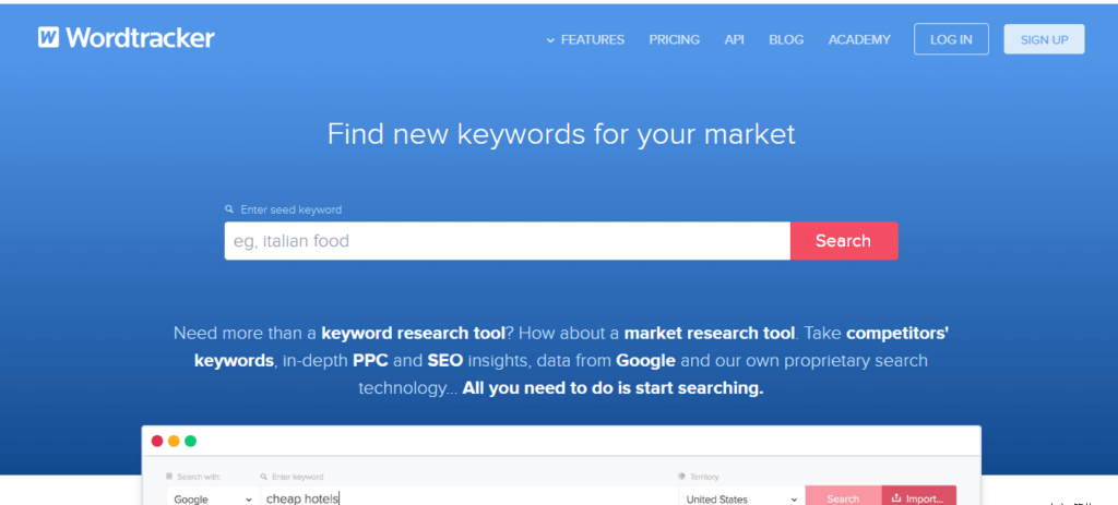 WordTracker Narzędzie propozycji słów kluczowych