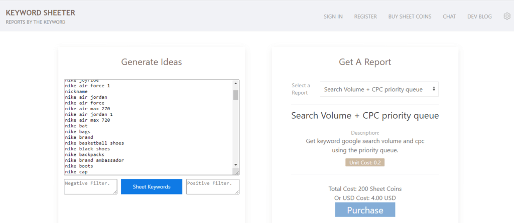 Arkusz słów kluczowych — najlepsze narzędzie do badania słów kluczowych z długim ogonem