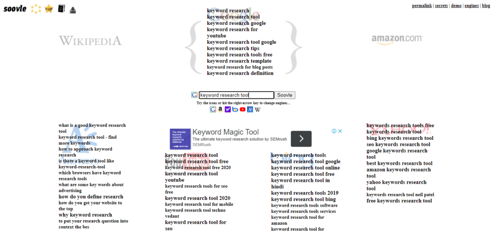 Soovle — bezpłatne narzędzie do wyszukiwania słów kluczowych