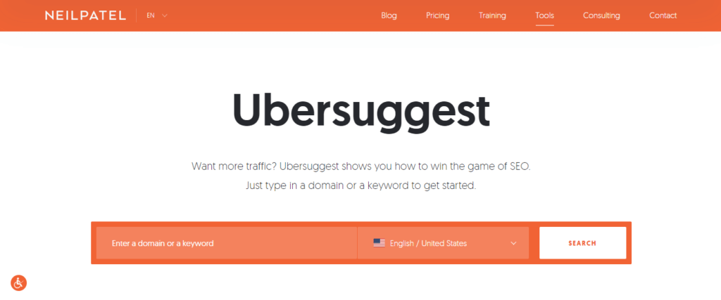 Ubersuggest bezpłatne narzędzie do badania słów kluczowych