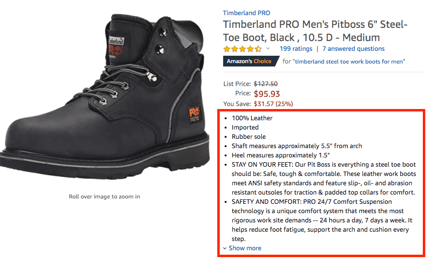 아마존 셀러 센트럴의 글머리 기호