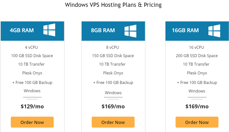 Plans d'hébergement Liquid Web Windows VPS
